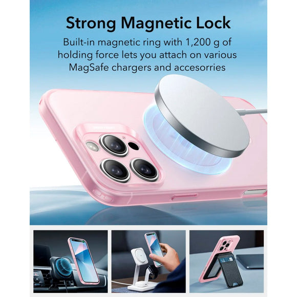 ESR iPhone 16 Pro Zero Clear Fleksibelt Plastik Cover - MagSafe Kompatibel - Mat Lyserød