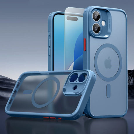 iPhone 16 ESR Classic Pro Set HaloLock m. Bagside Cover & Beskyttelsesglas - MagSafe Kompatibel - Mat Blå