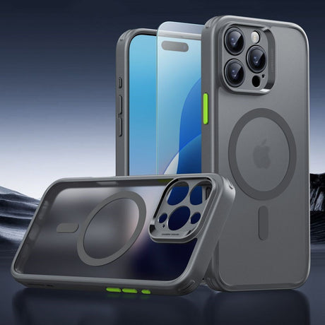 iPhone 16 Pro Max ESR Classic Pro Set HaloLock m. Bagside Cover & Beskyttelsesglas - MagSafe Kompatibel - Mat Grå