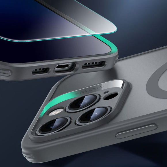 iPhone 16 Pro Max ESR Classic Pro Set HaloLock m. Bagside Cover & Beskyttelsesglas - MagSafe Kompatibel - Mat Grå