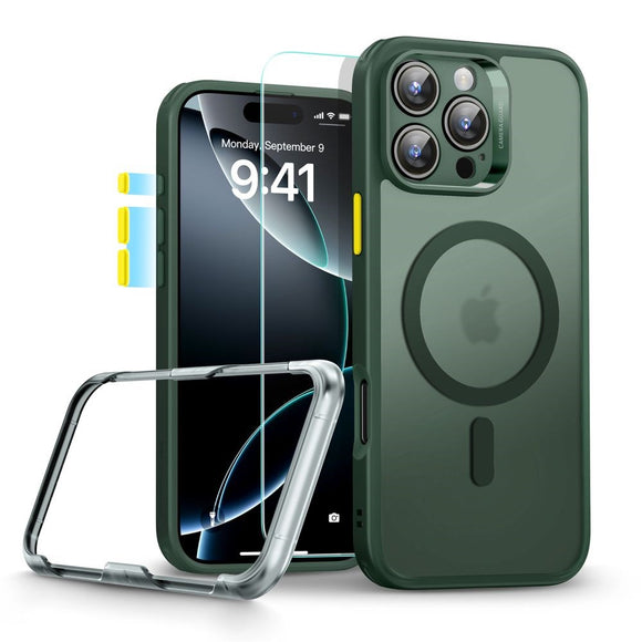 iPhone 16 Pro Max ESR Classic Pro Set HaloLock m. Bagside Cover & Beskyttelsesglas - MagSafe Kompatibel - Mat Grøn