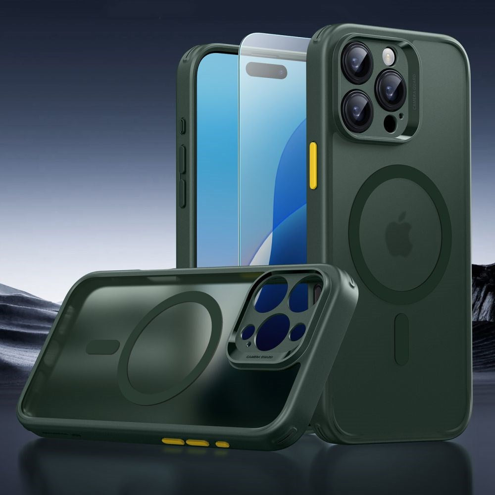 iPhone 16 Pro Max ESR Classic Pro Set HaloLock m. Bagside Cover & Beskyttelsesglas - MagSafe Kompatibel - Mat Grøn