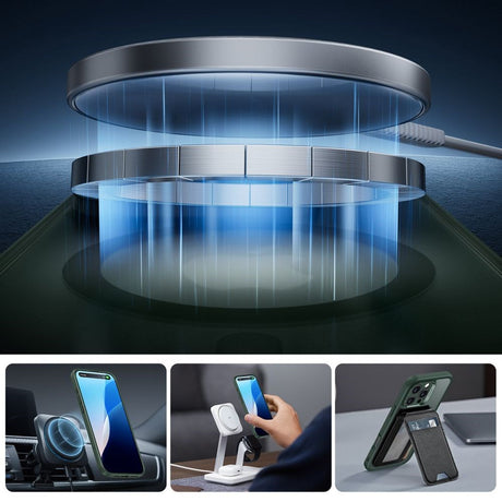 iPhone 16 Pro Max ESR Classic Pro Set HaloLock m. Bagside Cover & Beskyttelsesglas - MagSafe Kompatibel - Mat Grøn