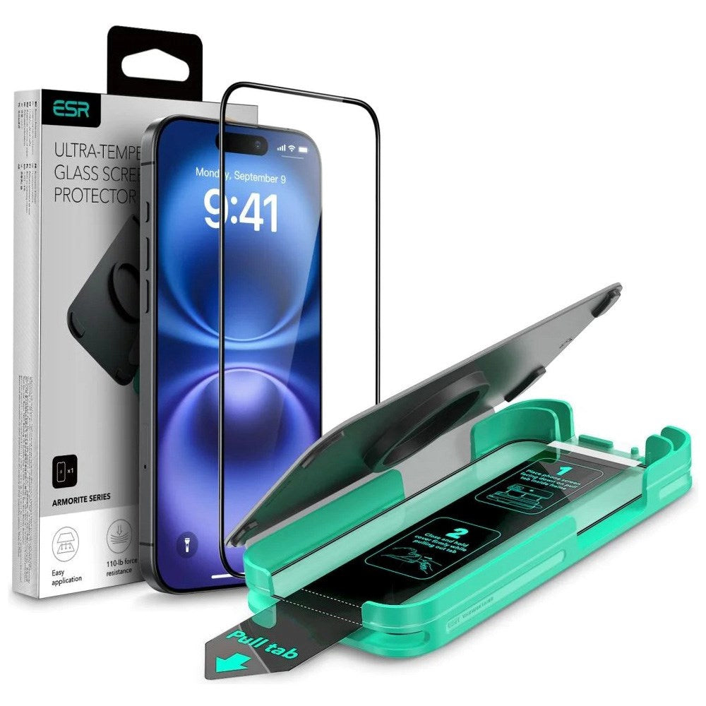 ESR iPhone 16 Armorite Skærmbeskyttelse m. Monteringskasse - Gennemsigtig