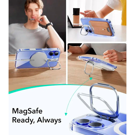 ESR iPhone 16 Classic Hybrid Cover m. Kickstand - MagSafe Kompatibel - Gennemsigtig