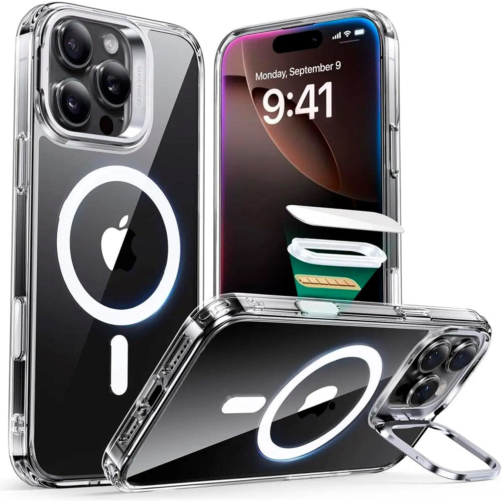 ESR iPhone 16 Pro Classic Hybrid Cover m. Kickstand - MagSafe Kompatibel - Gennemsigtig