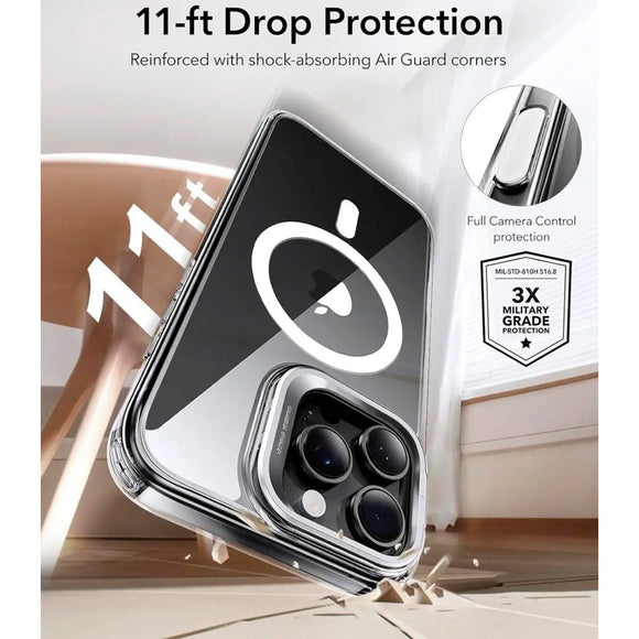 ESR iPhone 16 Pro Classic Hybrid Cover m. Kickstand - MagSafe Kompatibel - Gennemsigtig