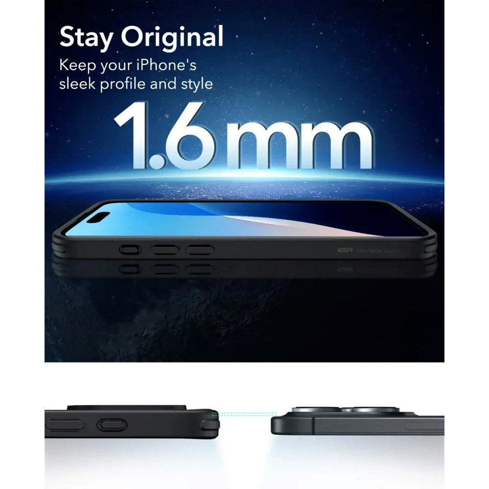 ESR iPhone 16 Pro Classic Hybrid Cover m. Camera Control Knap - MagSafe Kompatibel - Gennemsigtig / Sort