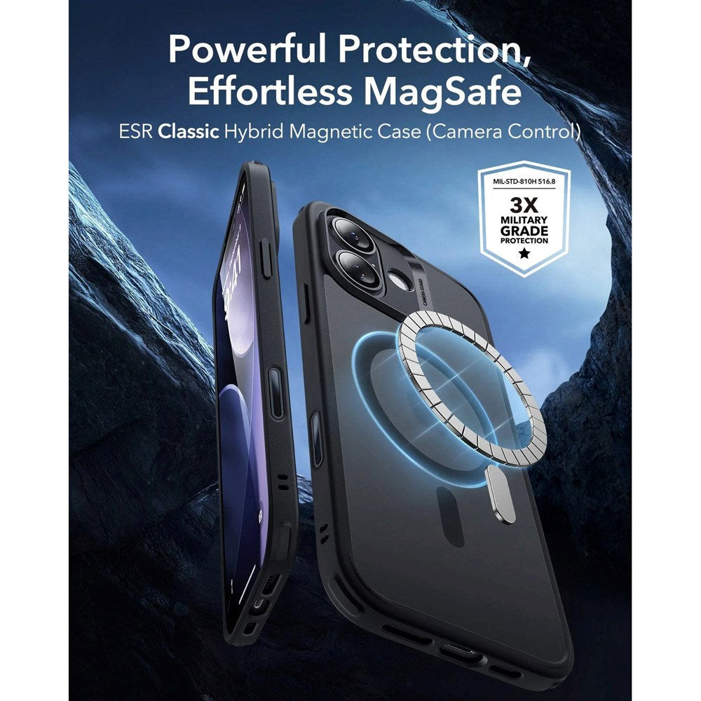 ESR iPhone 17 Classic Hybrid Case m. Camera Control Knap - MagSafe Kompatibel - Mat Sort
