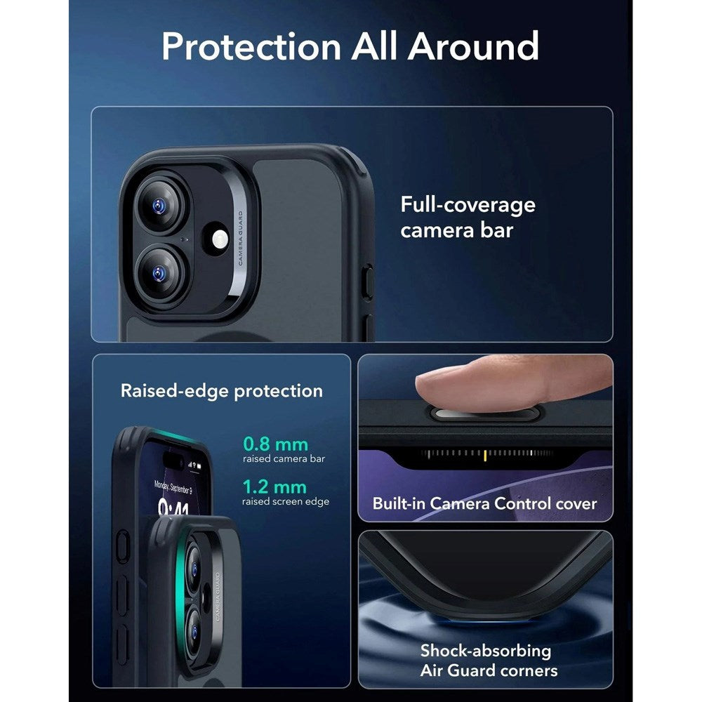 ESR iPhone 17 Classic Hybrid Case m. Camera Control Knap - MagSafe Kompatibel - Mat Sort