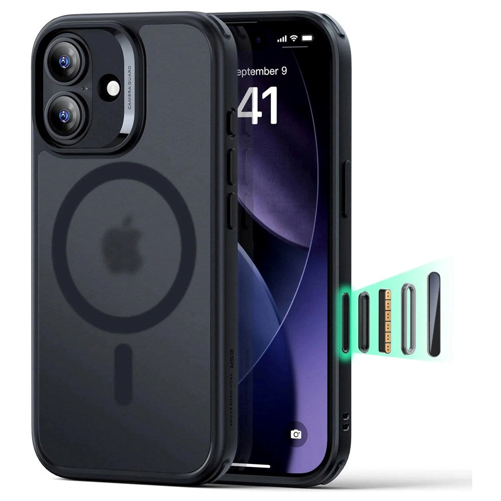 ESR iPhone 17 Classic Hybrid Case m. Camera Control Knap - MagSafe Kompatibel - Mat Sort