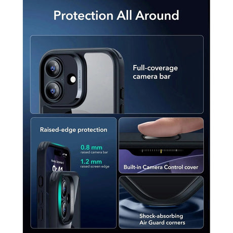 ESR iPhone 17 Classic Hybrid Case m. Camera Control Knap - MagSafe Kompatibel - Gennemsigtig / Sort