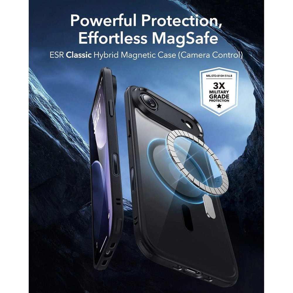 ESR iPhone Air Classic Hybrid Case m. Camera Control Knap - MagSafe Kompatibel - Gennemsigtig / Sort