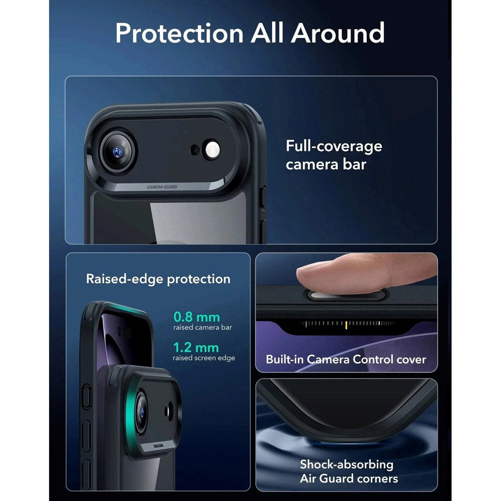 ESR iPhone Air Classic Hybrid Case m. Camera Control Knap - MagSafe Kompatibel - Gennemsigtig / Sort