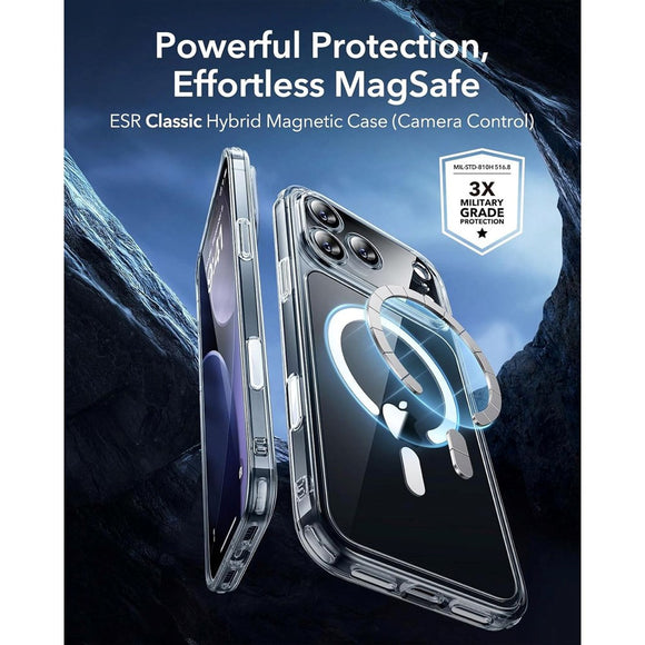 ESR iPhone 17 Pro Classic Hybrid Case m. Camera Control Knap - MagSafe Kompatibel - Gennemsigtig