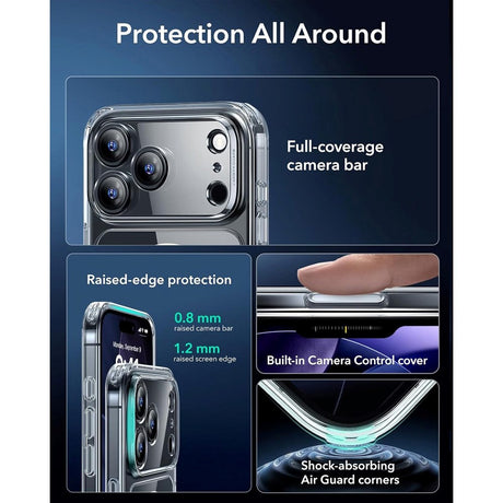 ESR iPhone 17 Pro Classic Hybrid Case m. Camera Control Knap - MagSafe Kompatibel - Gennemsigtig