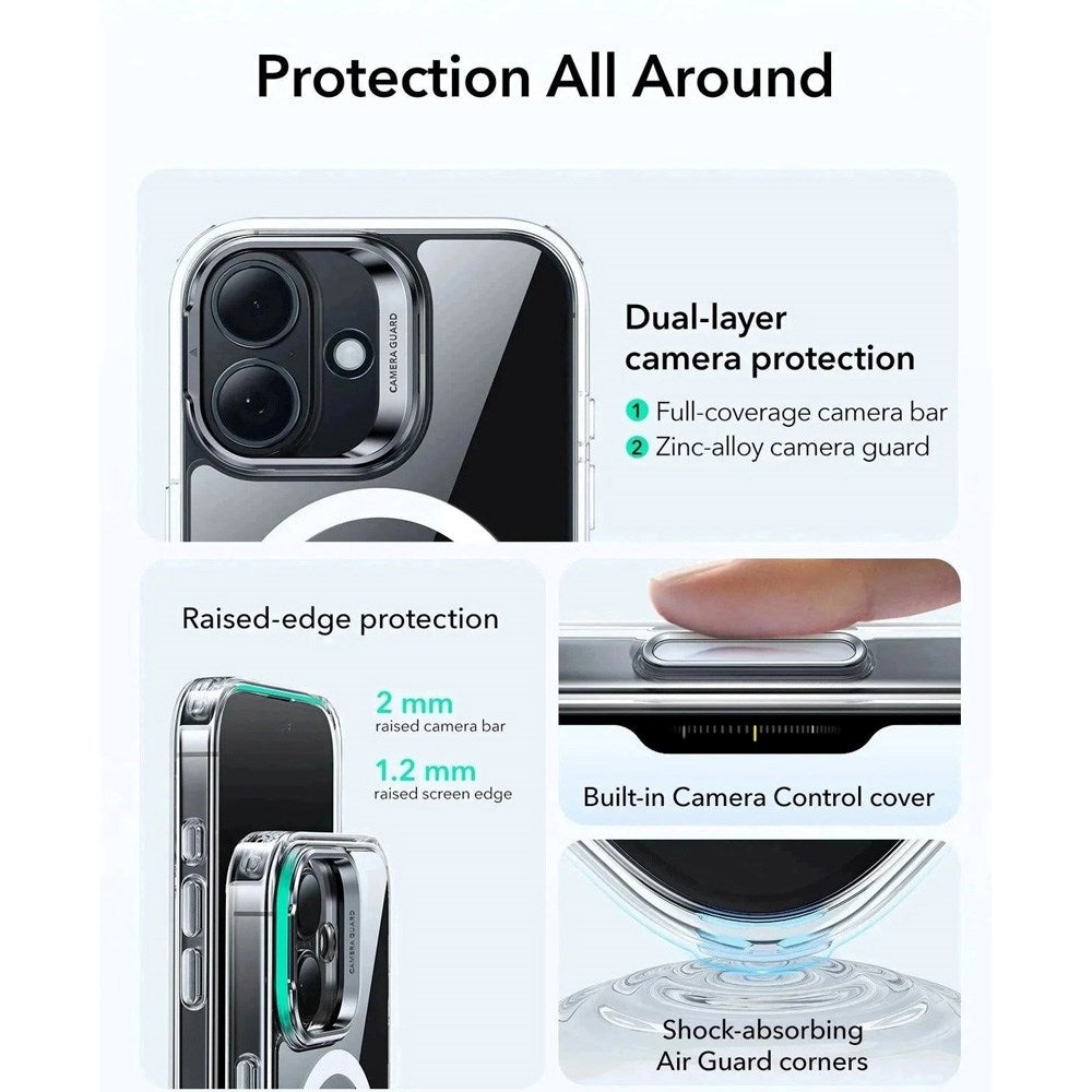 ESR iPhone 17 Classic Hybrid Stash Case m. Kickstand - MagSafe Kompatibel - Gennemsigtig
