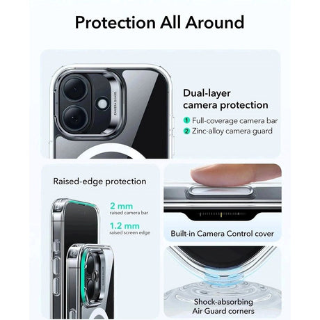 ESR iPhone 17 Classic Hybrid Stash Case m. Kickstand - MagSafe Kompatibel - Gennemsigtig