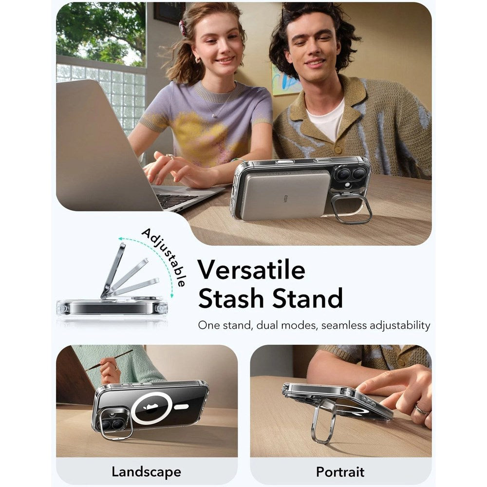 ESR iPhone 17 Classic Hybrid Stash Case m. Kickstand - MagSafe Kompatibel - Gennemsigtig