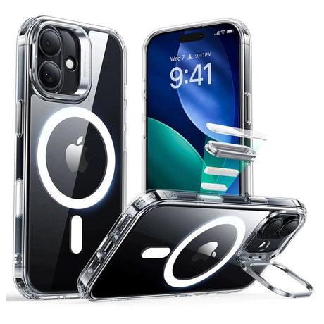 ESR iPhone 17 Classic Hybrid Stash Case m. Kickstand - MagSafe Kompatibel - Gennemsigtig