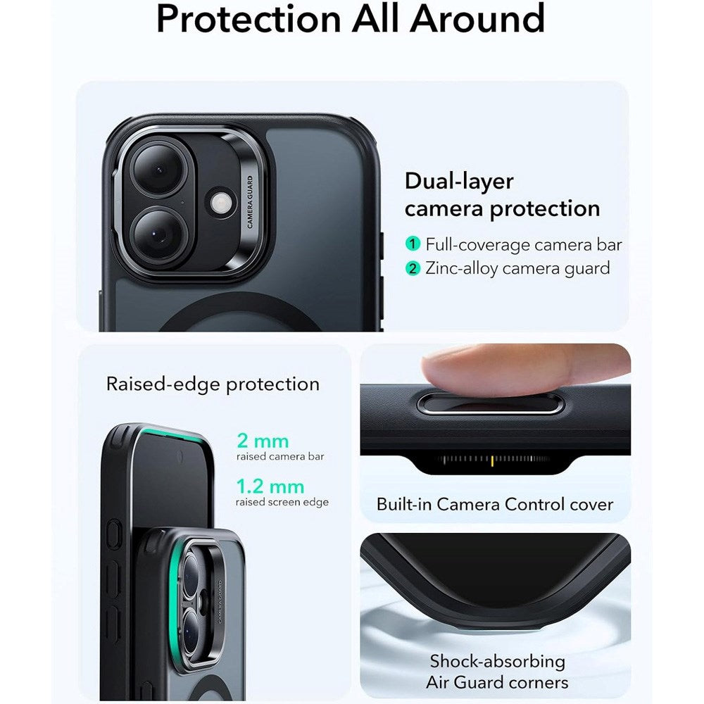 ESR iPhone 17 Classic Hybrid Stash Case m. Kickstand - MagSafe Kompatibel - Mat Sort