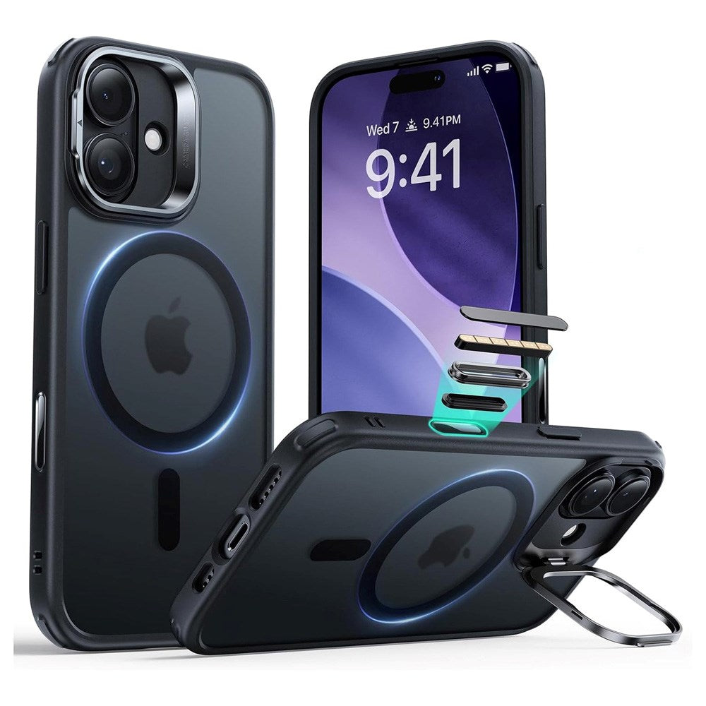 ESR iPhone 17 Classic Hybrid Stash Case m. Kickstand - MagSafe Kompatibel - Mat Sort