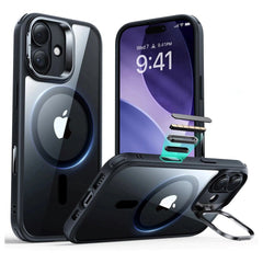 ESR iPhone 17 Classic Hybrid Stash Case m. Kickstand - MagSafe Kompatibel - Gennemsigtig / Sort