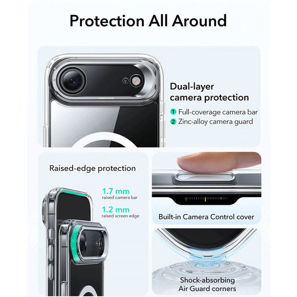 ESR iPhone Air Classic Hybrid Stash Case m. Kickstand - MagSafe Kompatibel - Gennemsigtig