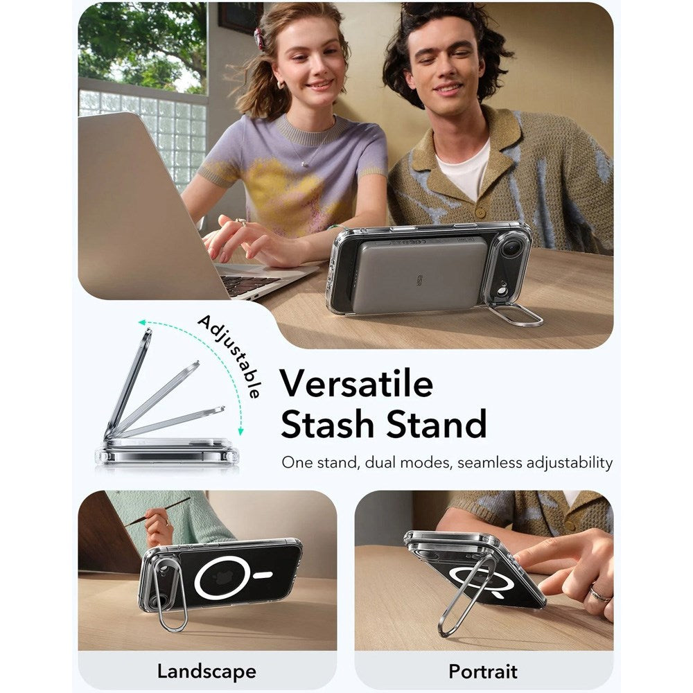 ESR iPhone Air Classic Hybrid Stash Case m. Kickstand - MagSafe Kompatibel - Gennemsigtig