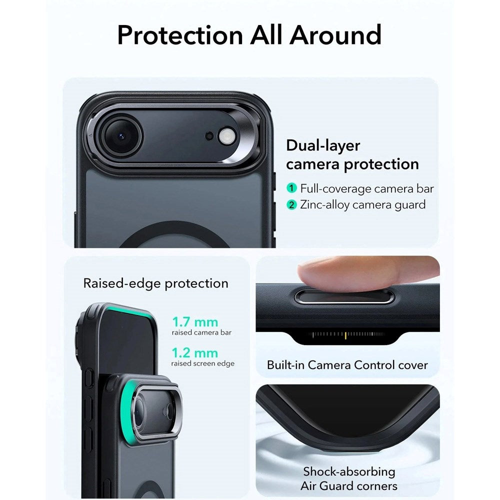 ESR iPhone Air Classic Hybrid Stash Case m. Kickstand - MagSafe Kompatibel - Mat Sort