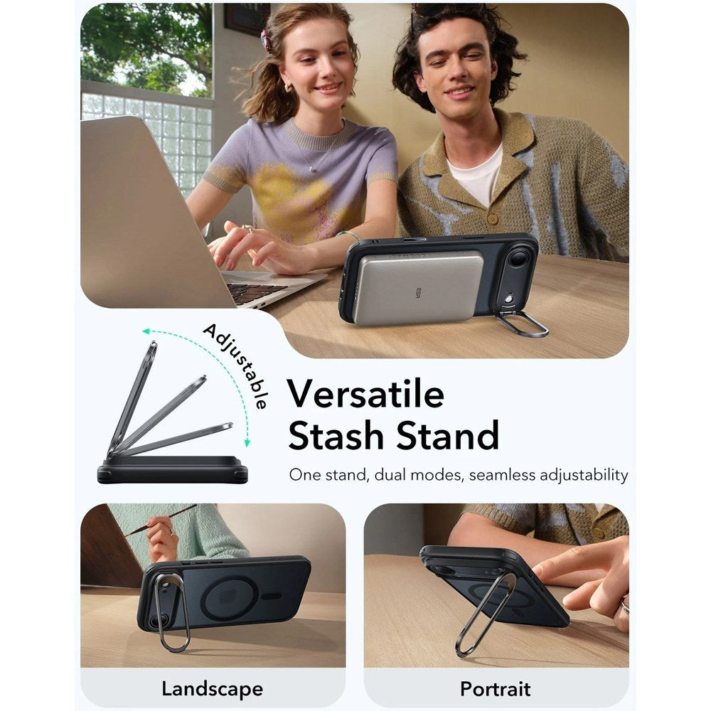 ESR iPhone Air Classic Hybrid Stash Case m. Kickstand - MagSafe Kompatibel - Mat Sort