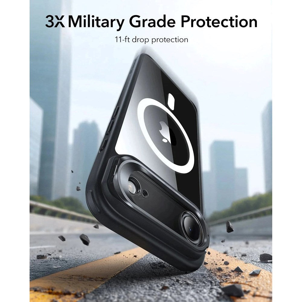 ESR iPhone Air Classic Hybrid Stash Case m. Kickstand - MagSafe Kompatibel - Gennemsigtig / Sort