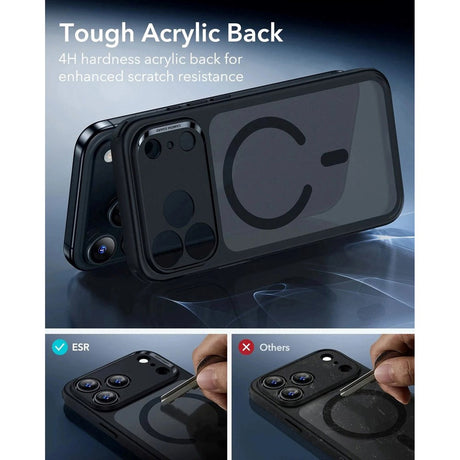 ESR iPhone 17 Pro Classic Hybrid Case m. Camera Control Knap - MagSafe Kompatibel - Mat Sort