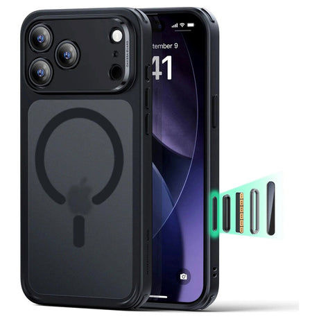 ESR iPhone 17 Pro Classic Hybrid Case m. Camera Control Knap - MagSafe Kompatibel - Mat Sort
