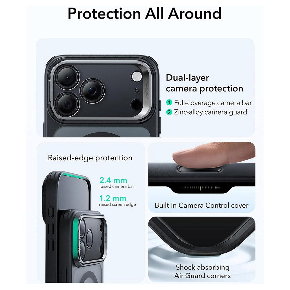 ESR iPhone 17 Pro Max Classic Hybrid Stash Case m. Kickstand - MagSafe Kompatibel - Mat Sort