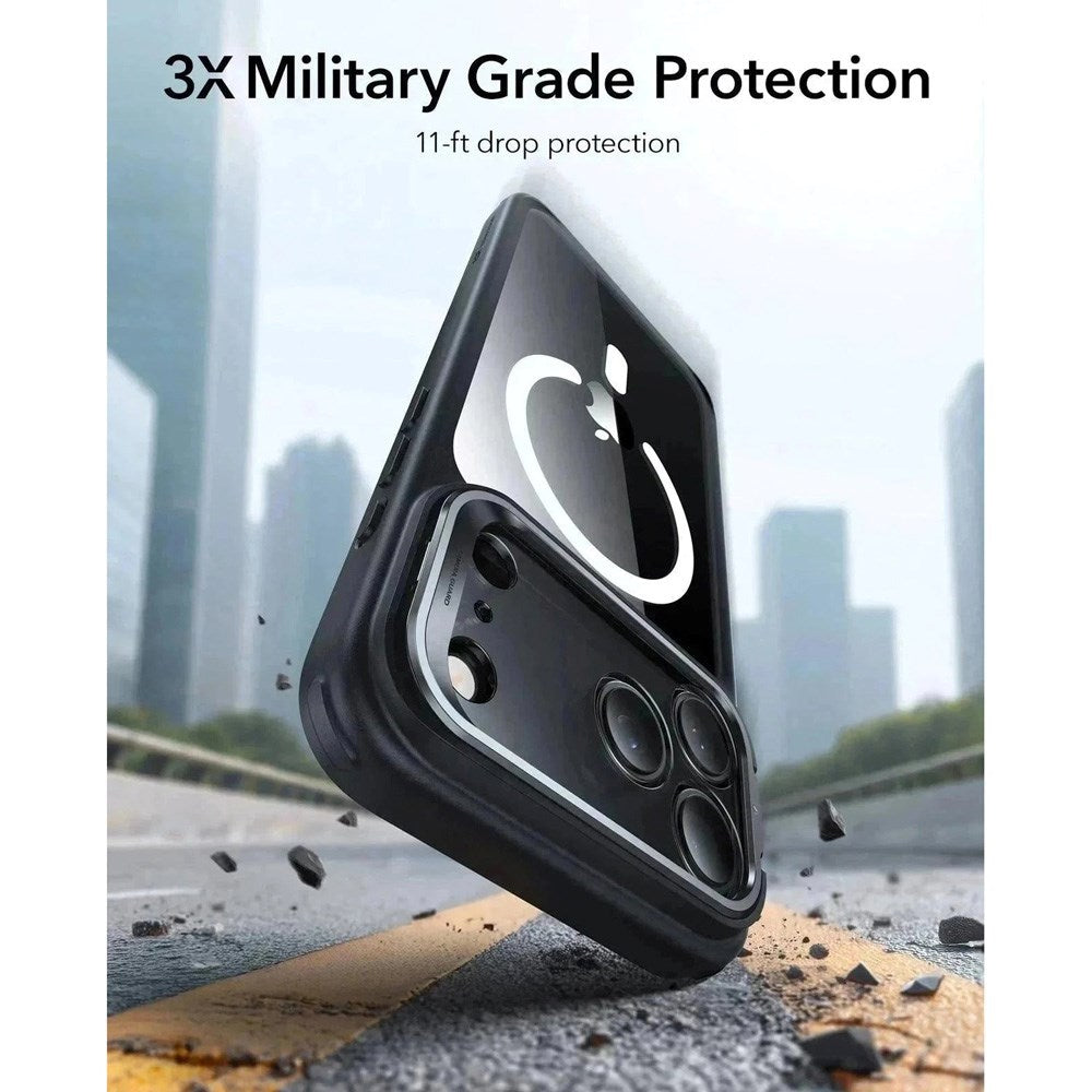 ESR iPhone 17 Pro Max Classic Hybrid Stash Case m. Kickstand - MagSafe Kompatibel - Gennemsigtig / Sort