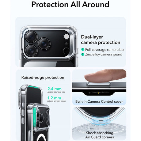 ESR iPhone 17 Pro Classic Hybrid Stash Case m. Kickstand - MagSafe Kompatibel - Gennemsigtig