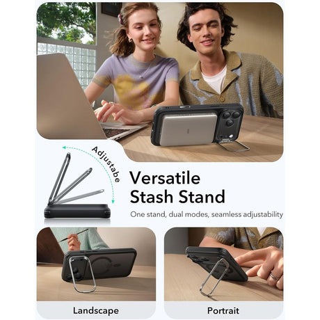 ESR iPhone 17 Pro Classic Hybrid Stash Case m. Kickstand - MagSafe Kompatibel - Mat Sort