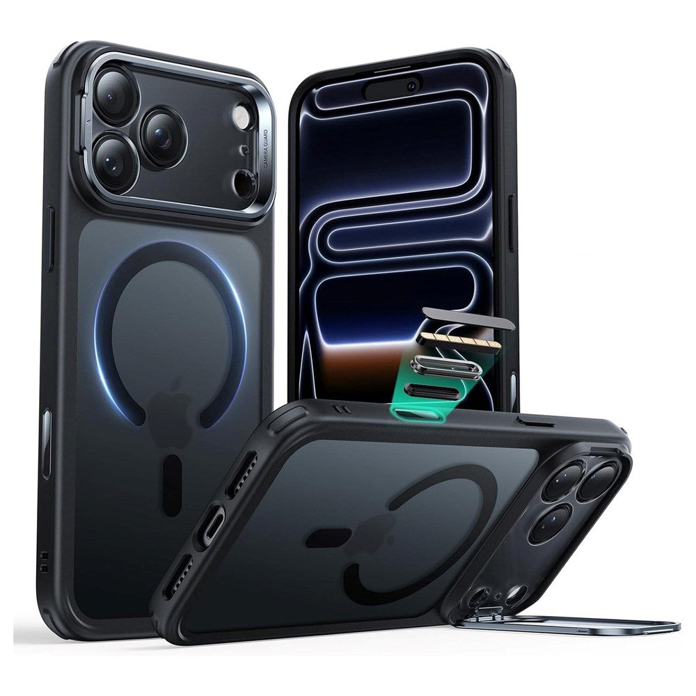 ESR iPhone 17 Pro Classic Hybrid Stash Case m. Kickstand - MagSafe Kompatibel - Mat Sort