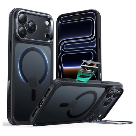 ESR iPhone 17 Pro Classic Hybrid Stash Case m. Kickstand - MagSafe Kompatibel - Mat Sort
