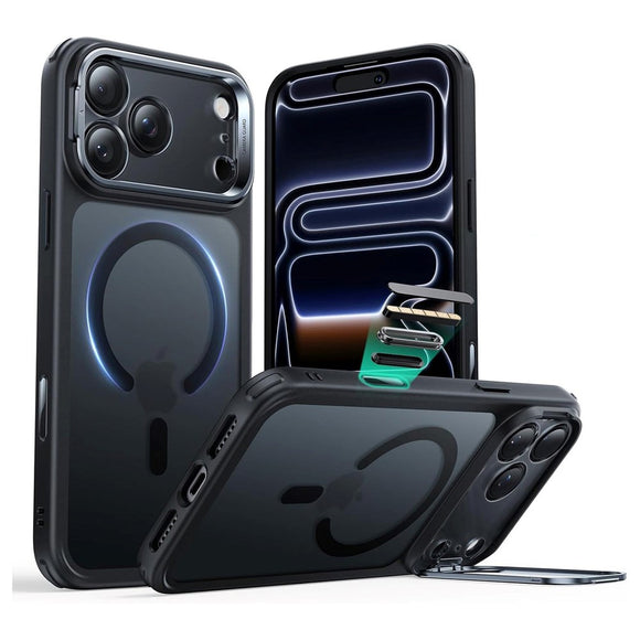 ESR iPhone 17 Pro Classic Hybrid Stash Case m. Kickstand - MagSafe Kompatibel - Mat Sort