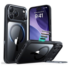 ESR iPhone 17 Pro Classic Hybrid Stash Case m. Kickstand - MagSafe Kompatibel - Gennemsigtig / Sort