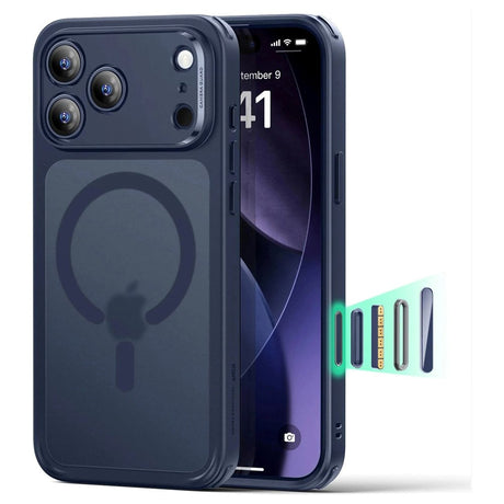 ESR iPhone 17 Pro Classic Hybrid Case m. Camera Control Knap - MagSafe Kompatibel - Mat Blå