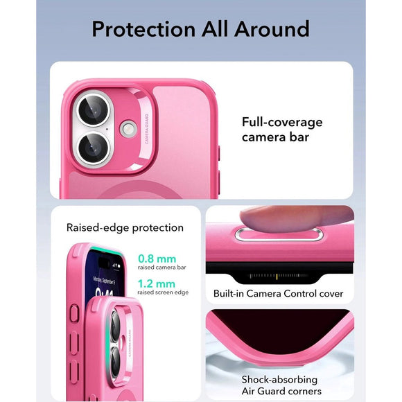 ESR iPhone 17 Classic Hybrid Case m. Camera Control Knap - MagSafe Kompatibel - Mat Lyserød