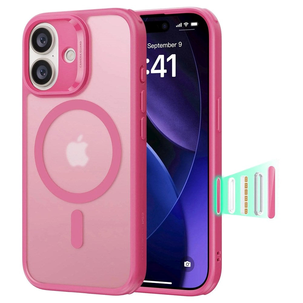 ESR iPhone 17 Classic Hybrid Case m. Camera Control Knap - MagSafe Kompatibel - Mat Lyserød