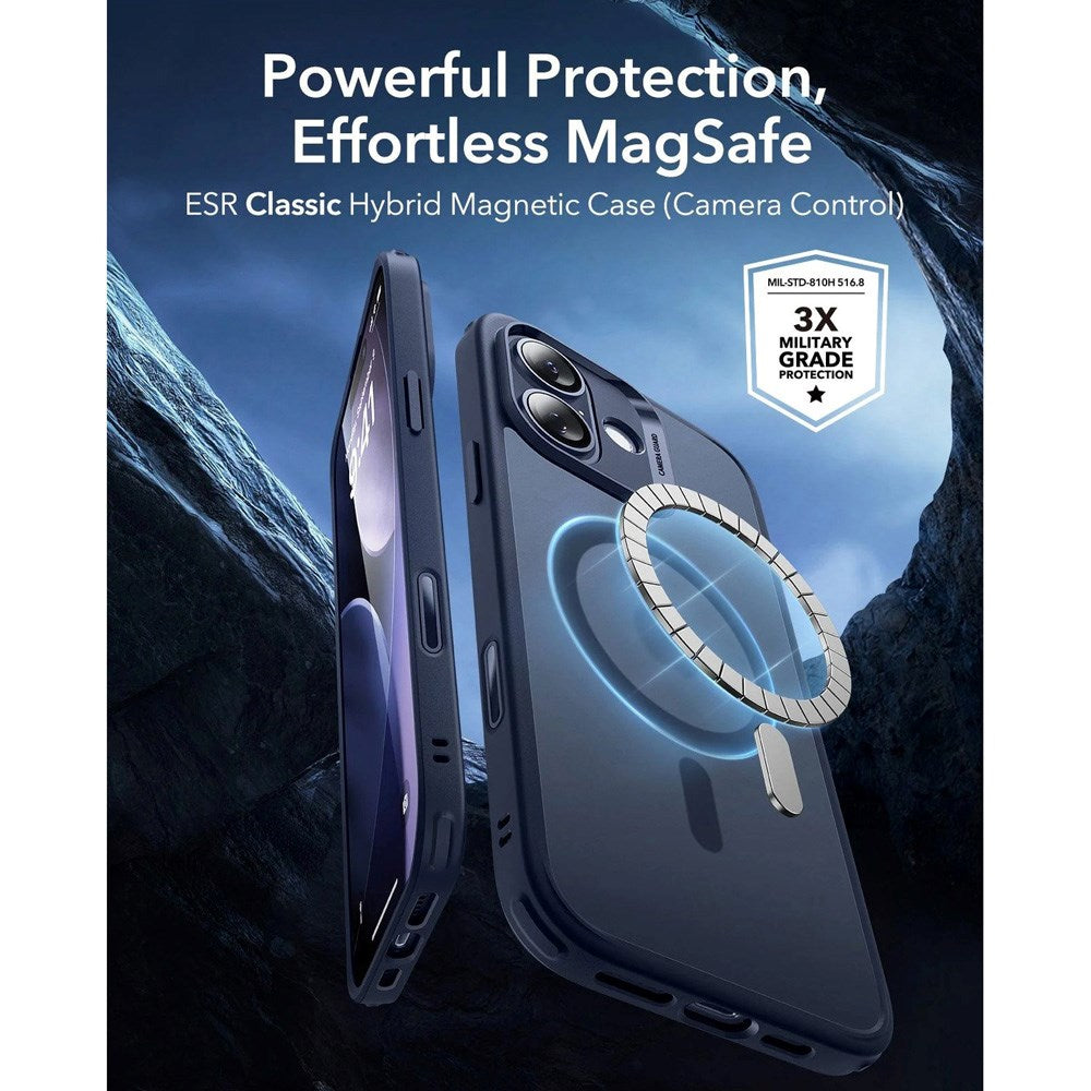 ESR iPhone 17 Classic Hybrid Case m. Camera Control Knap - MagSafe Kompatibel - Mat Blå