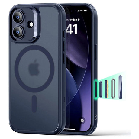 ESR iPhone 17 Classic Hybrid Case m. Camera Control Knap - MagSafe Kompatibel - Mat Blå