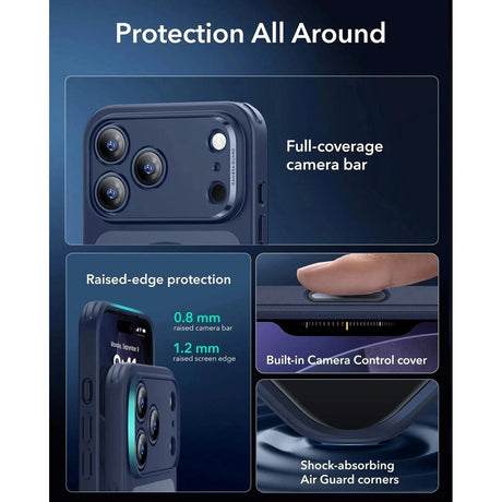 ESR iPhone 17 Pro Max Classic Hybrid Case m. Camera Control Knap - MagSafe Kompatibel - Mat Blå