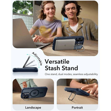 ESR iPhone 17 Classic Hybrid Stash Case m. Kickstand - MagSafe Kompatibel - Mat Blå