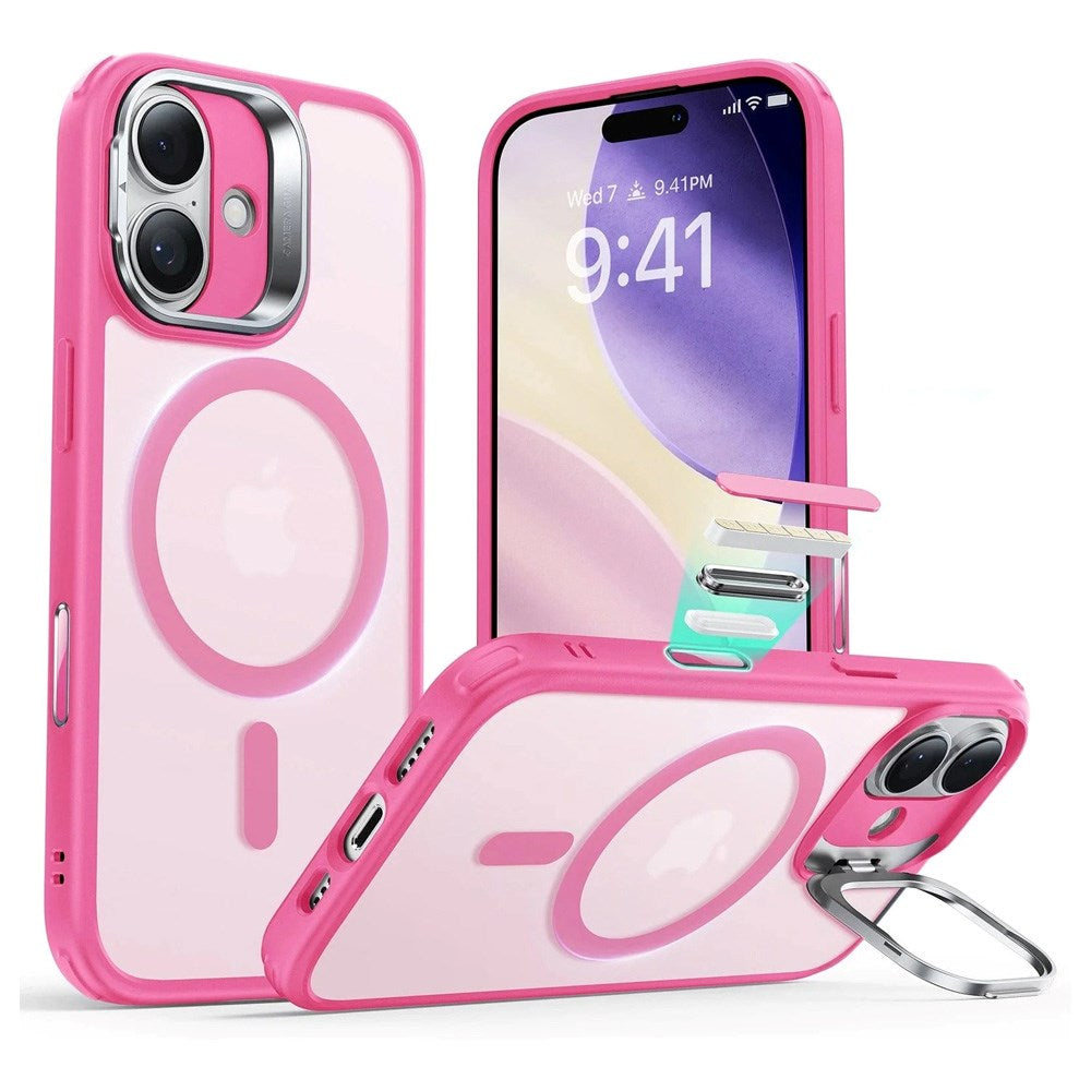 ESR iPhone 17 Classic Hybrid Stash Case m. Kickstand - MagSafe Kompatibel - Mat Lyserød